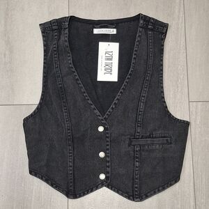 12TH TRIBE Veronica Black Denim Button Size M
